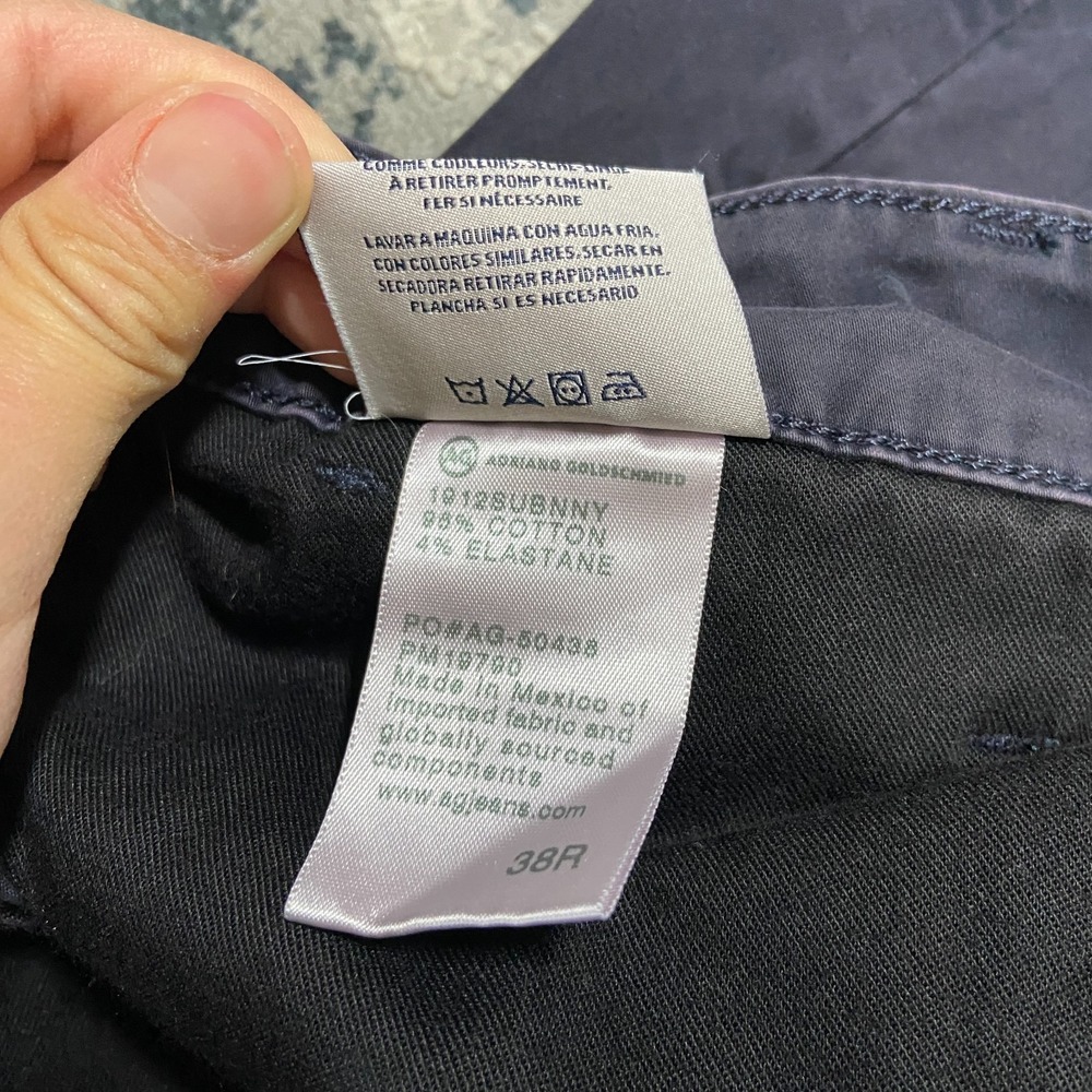 AG Adriano Goldschmied Jamison Chino Pants Mens 38R Navy Blue Stretch Skinny Leg - Picture 6 of 9